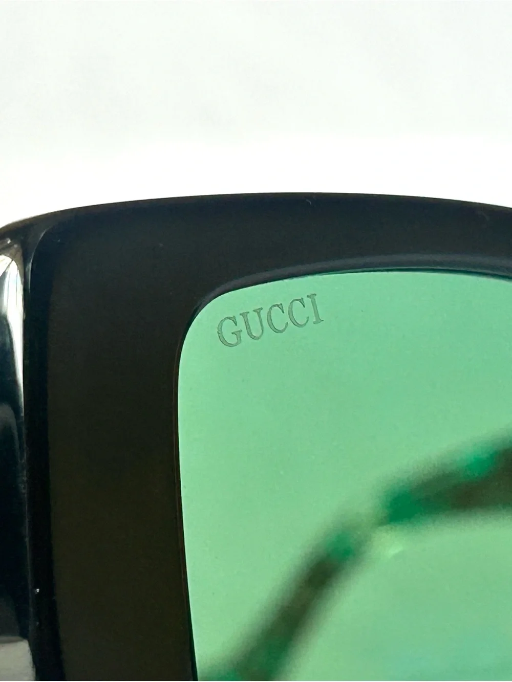 Gucci GG0956S 001 Oversized Black & Green Frame Sunglasses w Green Lenses